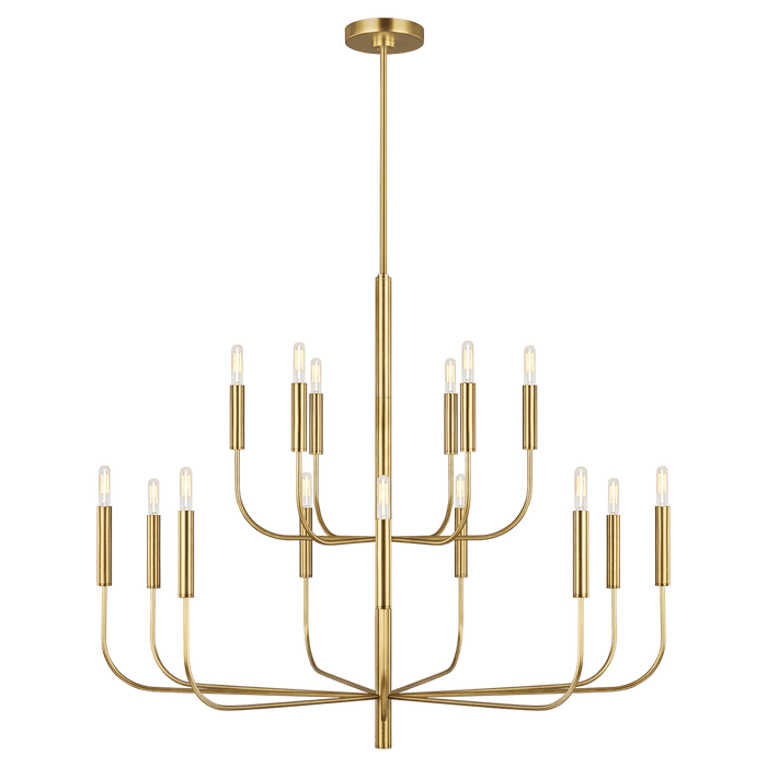 Brianna Large Two-Tier Chandelier - Burnished Brass Finish