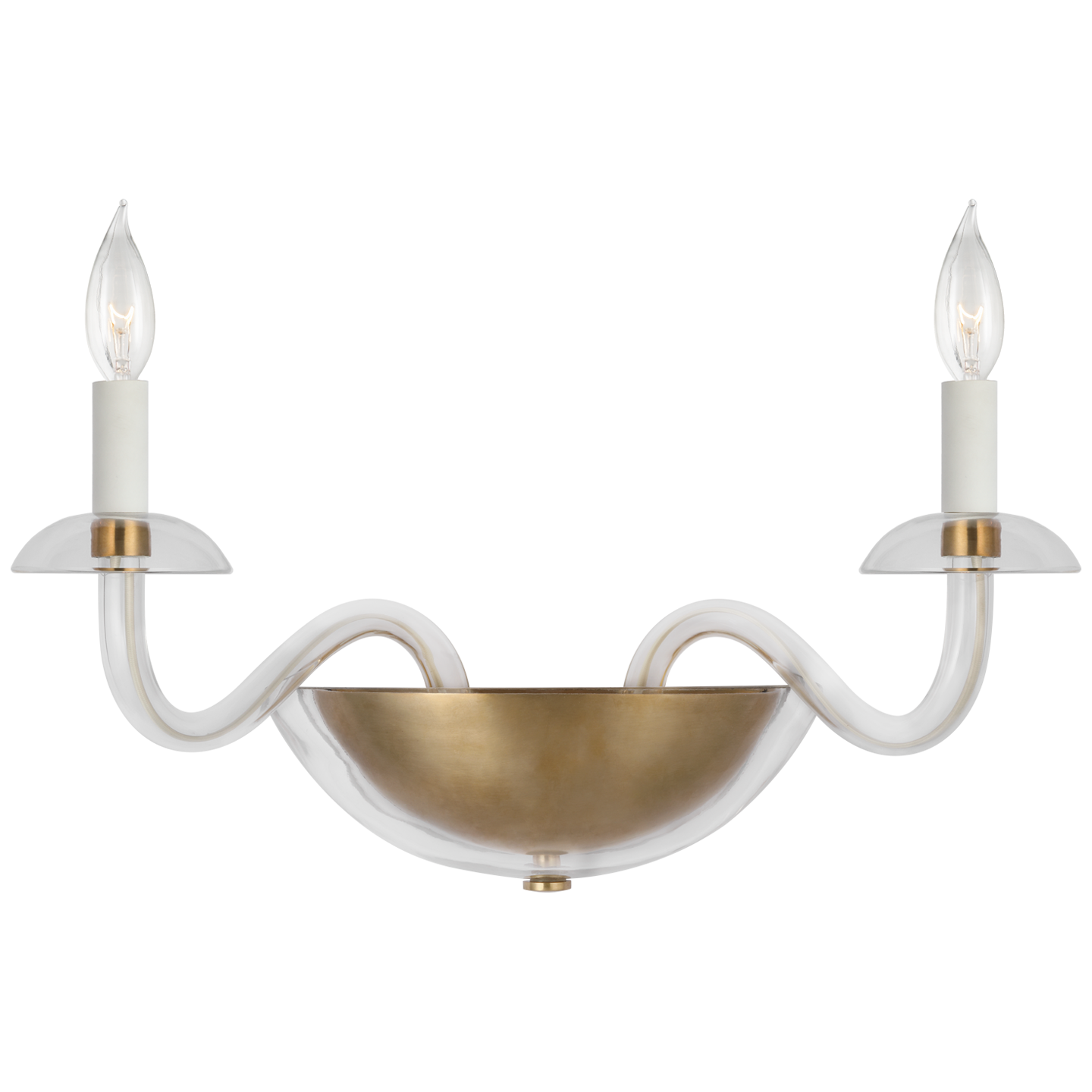 Brigitte Small Double Sconce - Hand-Rubbed Antique Brass Finish