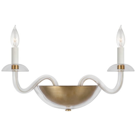 Brigitte Small Double Sconce - Hand-Rubbed Antique Brass Finish