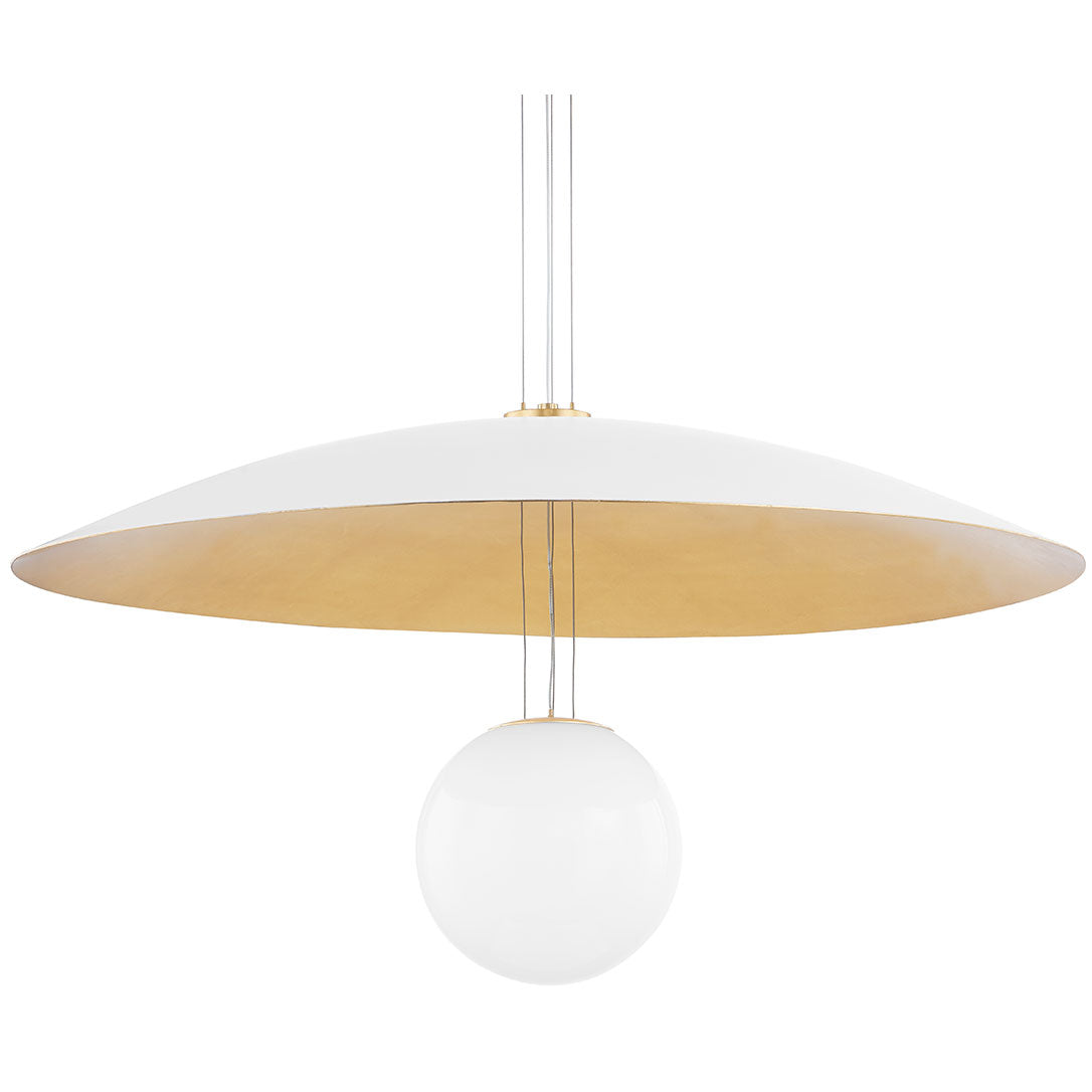 Brim Large Pendant - Soft White/Gold Leaf Finish