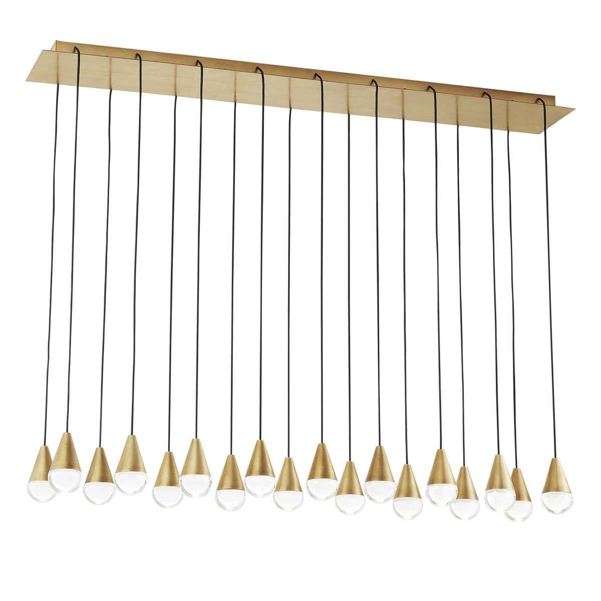 Cupola 18-Light Linear Chandelier - Natural Brass Finish