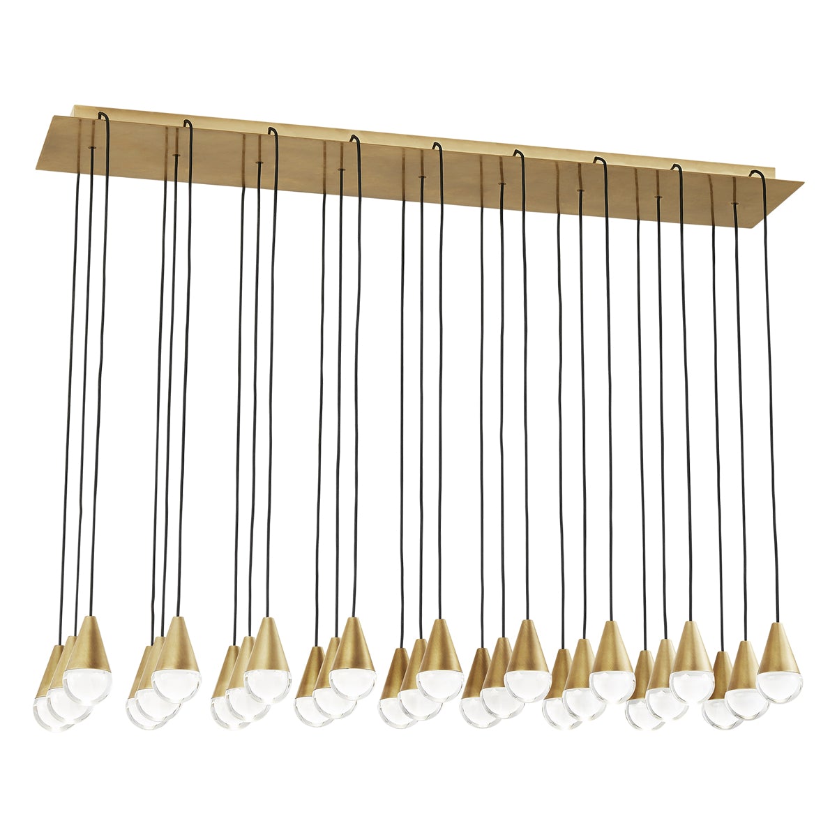 Cupola 27-Light Linear Chandelier - Natural Brass Finish