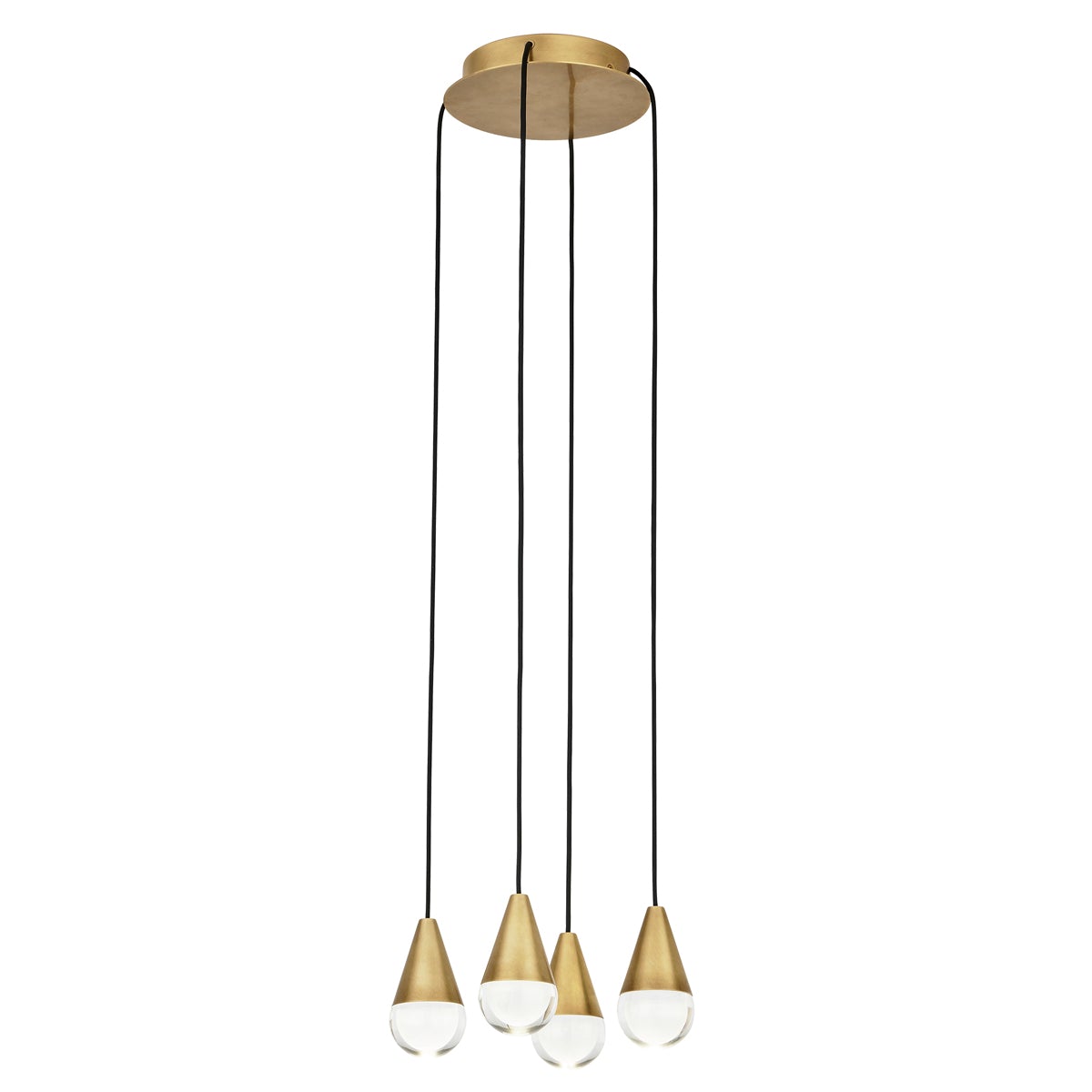 Cupola 4-Light Chandelier - Natural Brass Finish