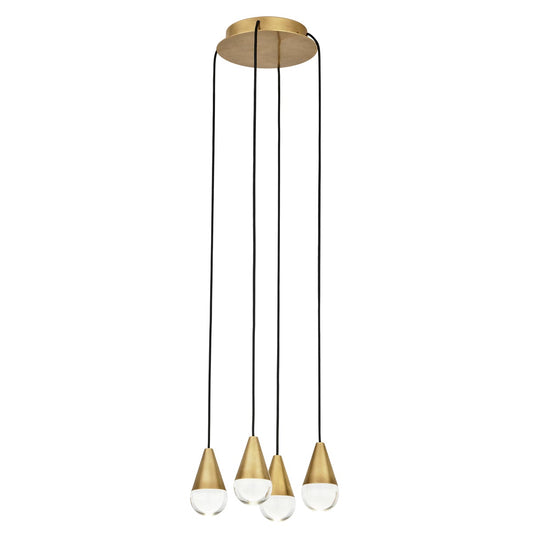 Cupola 4-Light Chandelier - Natural Brass Finish