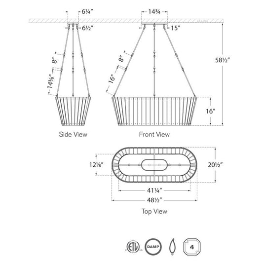 Cadence Grande Linear Chandelier - Diagram