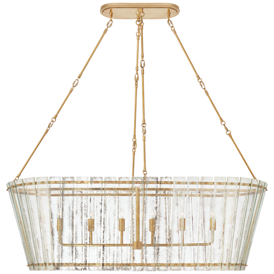 Cadence Grande Linear Chandelier - Hand-Rubbed Antique Brass Finish with Antique Mirror Glass