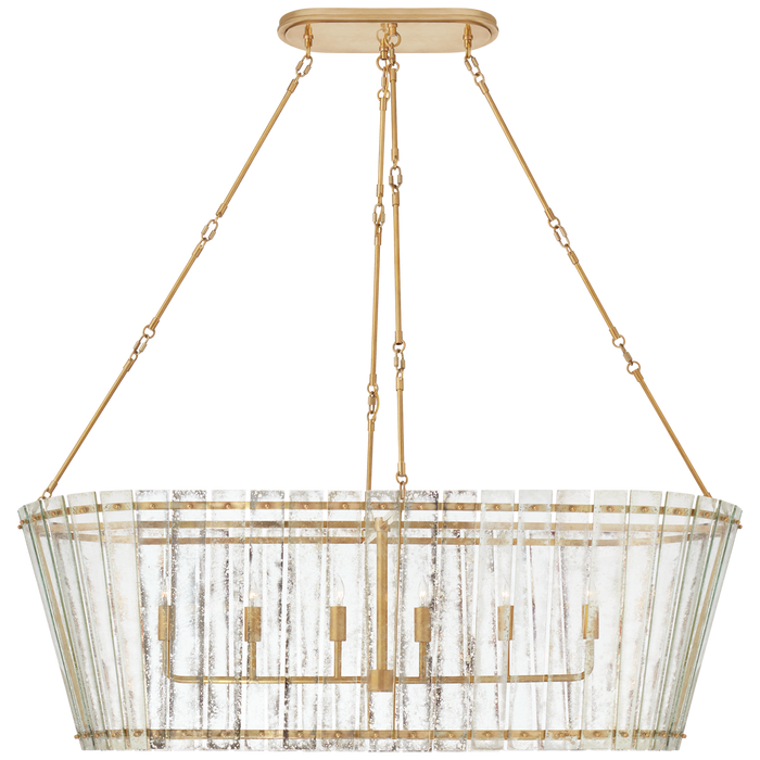 Cadence Grande Linear Chandelier - Hand-Rubbed Antique Brass Finish with Antique Mirror Glass