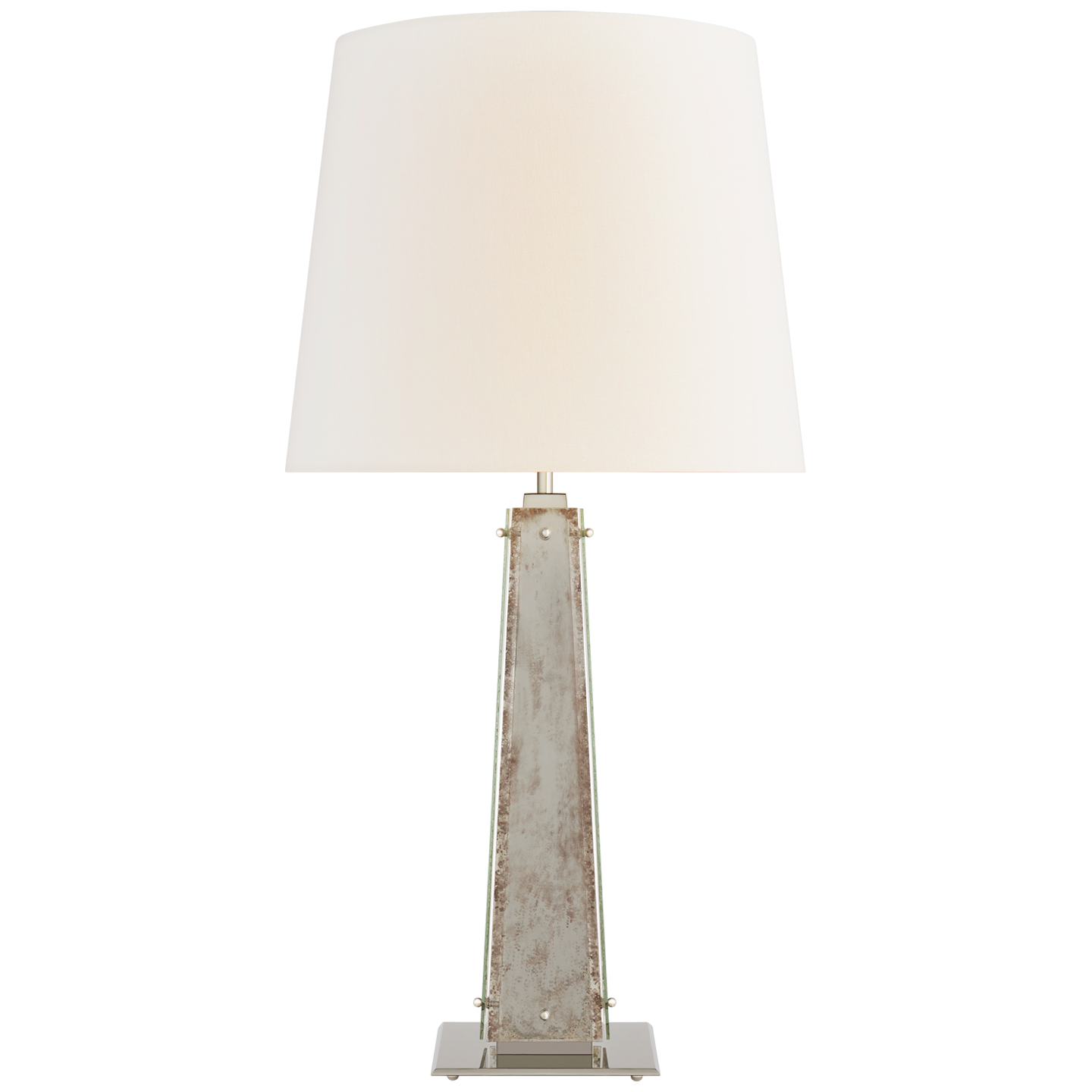 Cadence Large Table Lamp - Polished Nickel Finish with Antique Mirror Glass