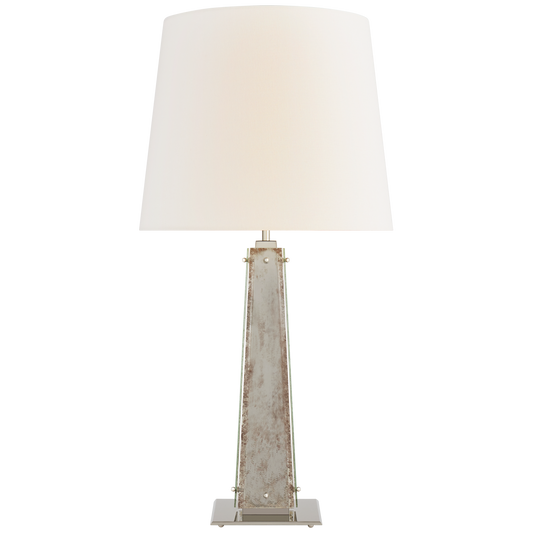 Cadence Large Table Lamp - Polished Nickel Finish with Antique Mirror Glass