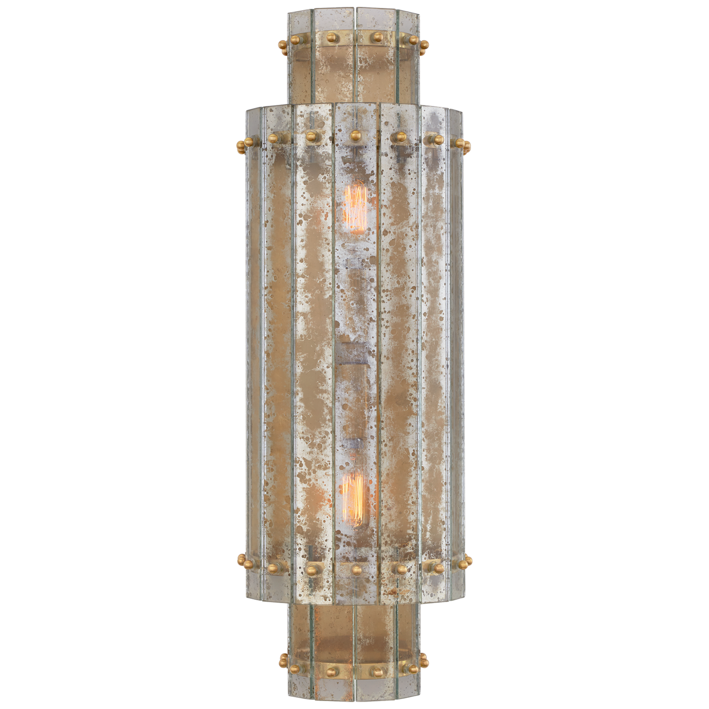 Cadence Large Tiered Sconce - Hand-Rubbed Antique Brass Finish with Antique Mirror Glass