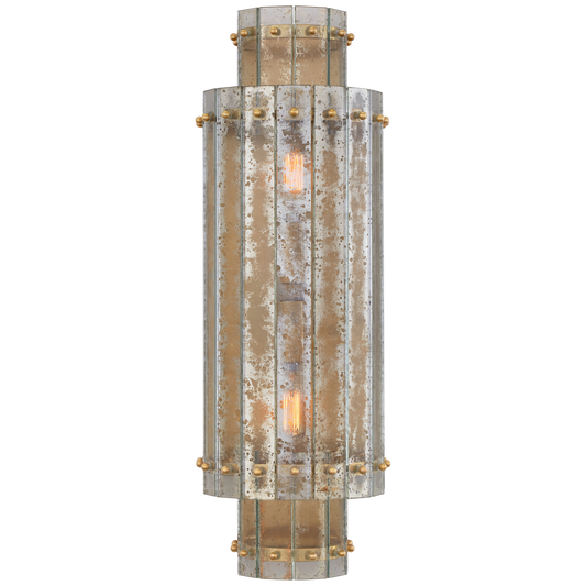 Cadence Large Tiered Sconce - Hand-Rubbed Antique Brass Finish with Antique Mirror Glass