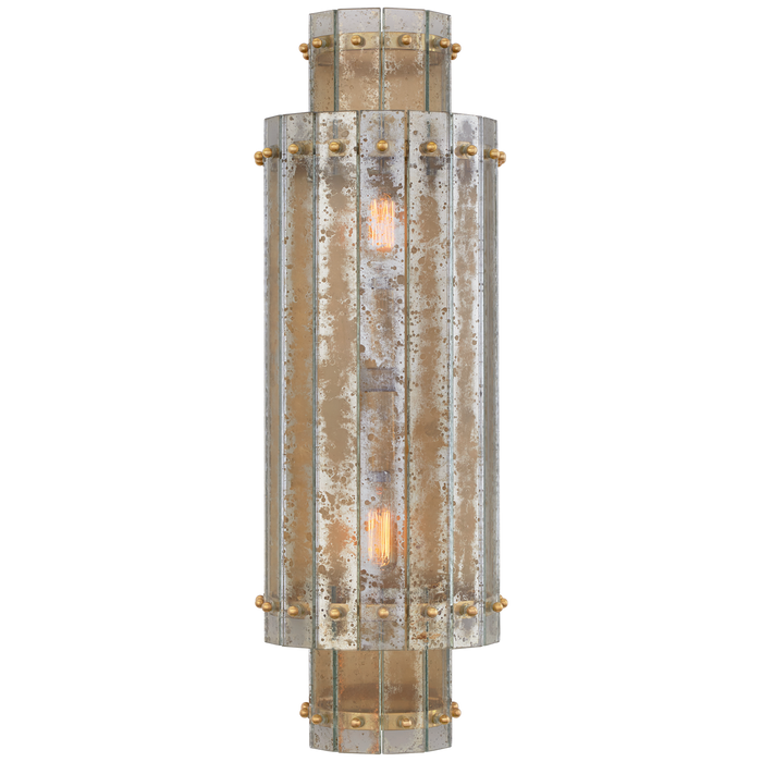 Cadence Large Tiered Sconce - Hand-Rubbed Antique Brass Finish with Antique Mirror Glass