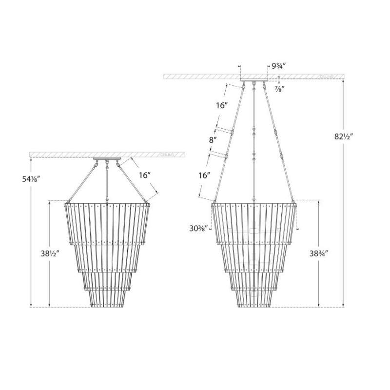 Cadence Large Waterfall Chandelier - Diagram