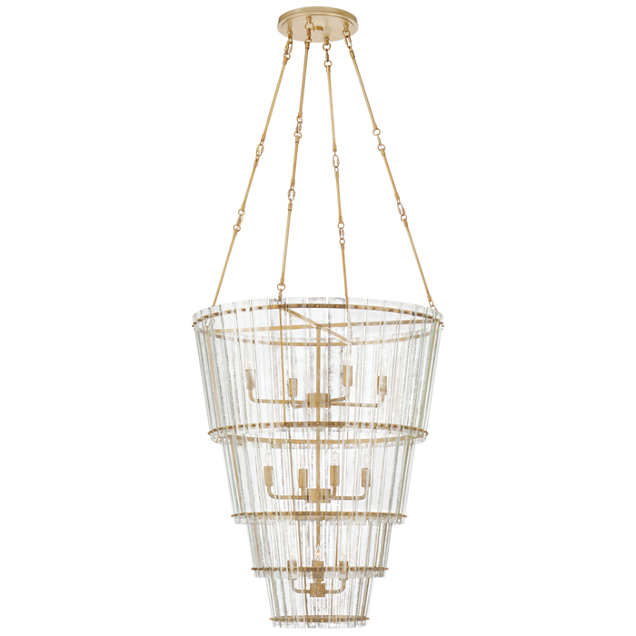 Cadence Large Waterfall Chandelier - Hand-Rubbed Antique Brass Finish with Antique Mirror Shade