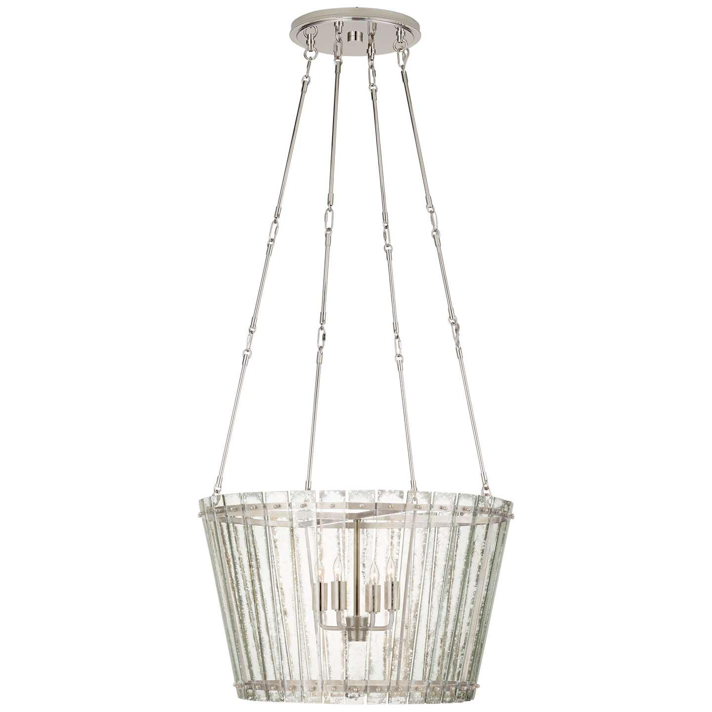 Cadence Medium Chandelier - Polished Nickel Finish with Antique Mirror Shade