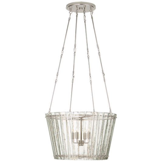 Cadence Medium Chandelier - Polished Nickel Finish with Antique Mirror Shade