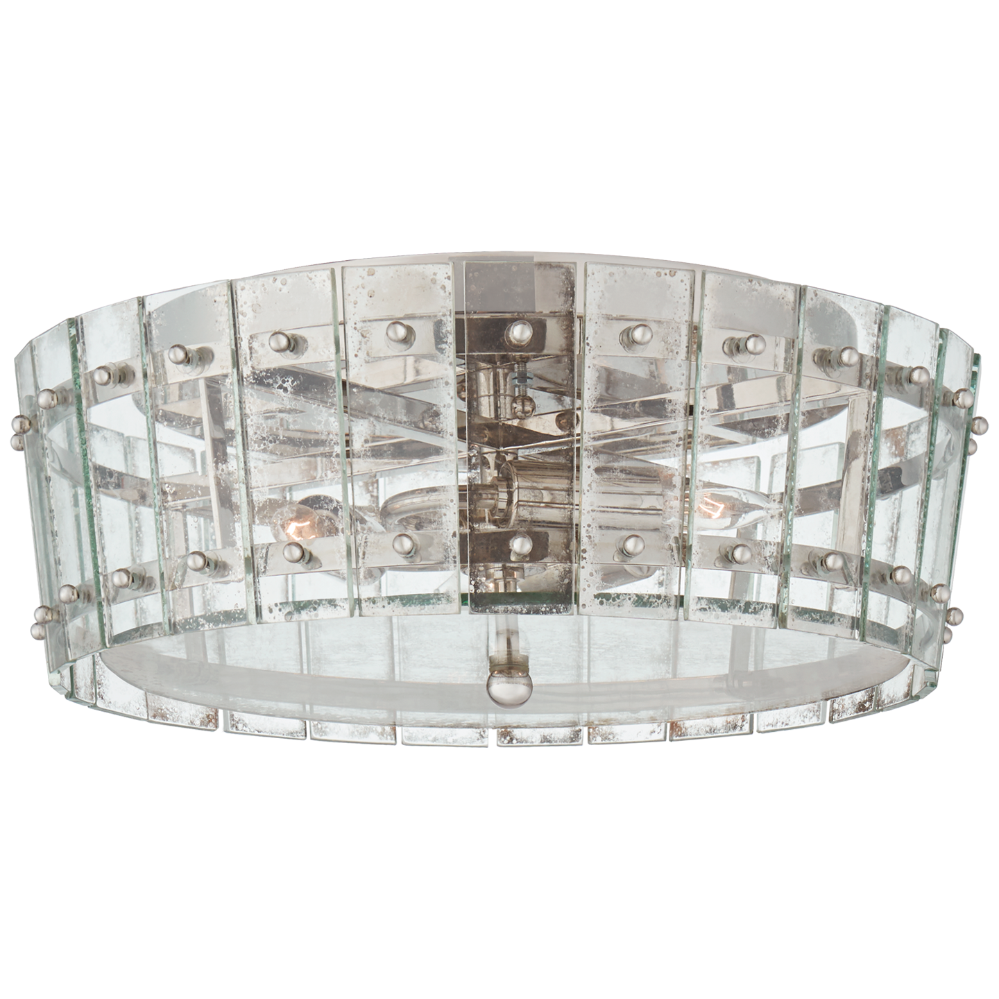 Cadence Medium Single-Tier Flush Mount - Polished Nickel Finish with Antique Mirror