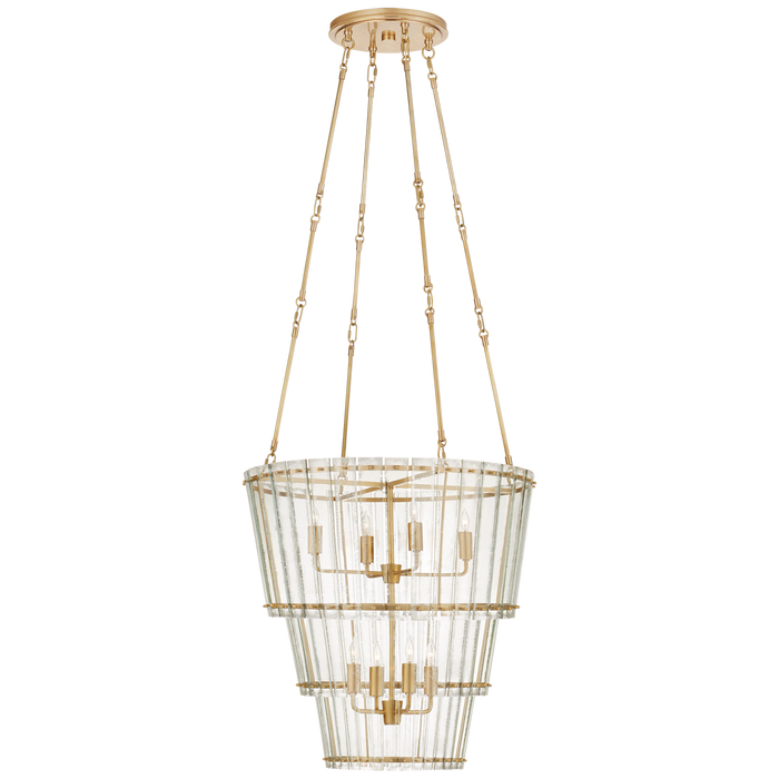 Cadence Medium Waterfall Chandelier - Hand-Rubbed Antique Brass Finish with Antique Mirror Shade