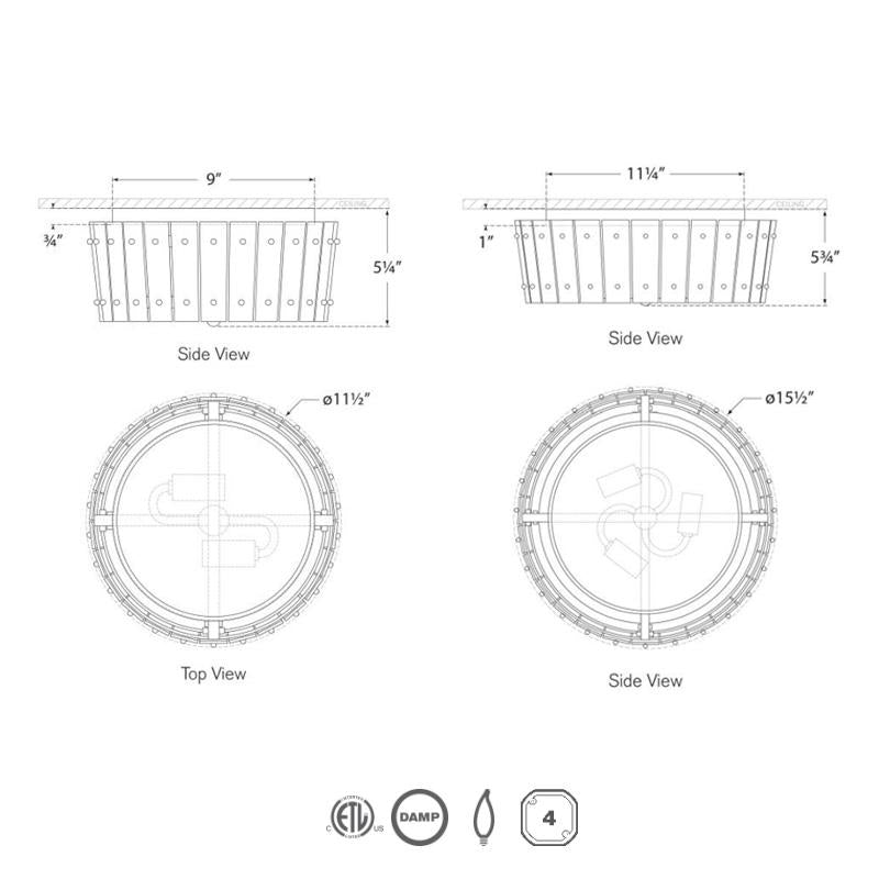 Cadence Single-Tier Flush Mount - Diagram