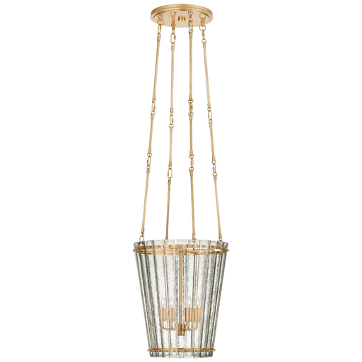 Cadence Small Tall Chandelier - Hand-Rubbed Antique Brass with Antique Mirror Shade