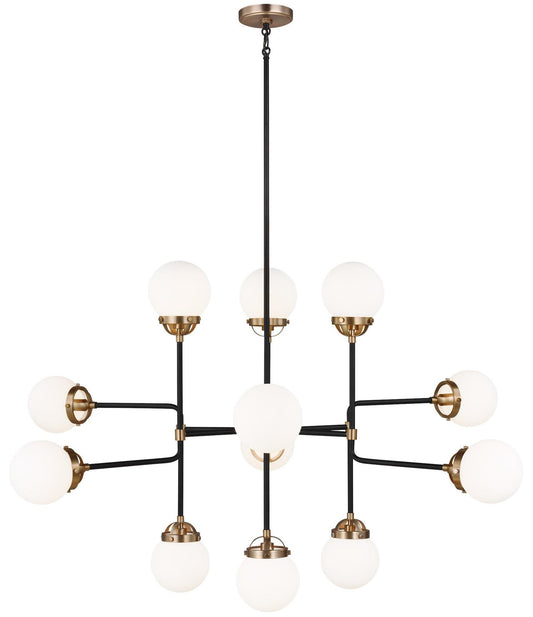 Cafe 12-Light Chandelier - Satin Brass Finish