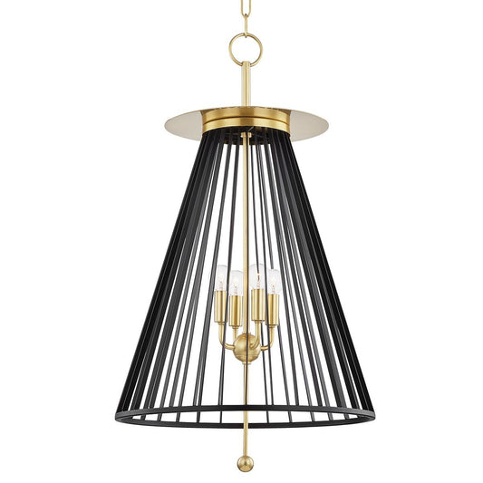 Cagney Large Pendant - Aged Brass/Black Finish