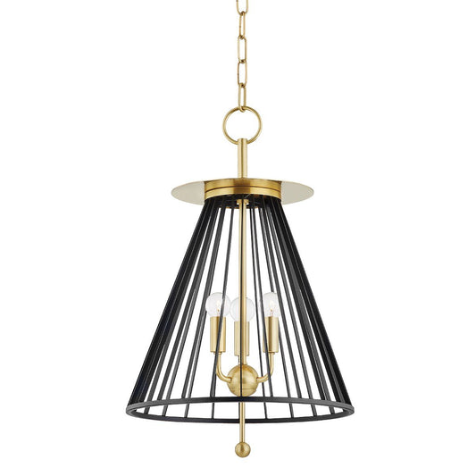 Cagney Small Pendant - Aged Brass/Black Finish