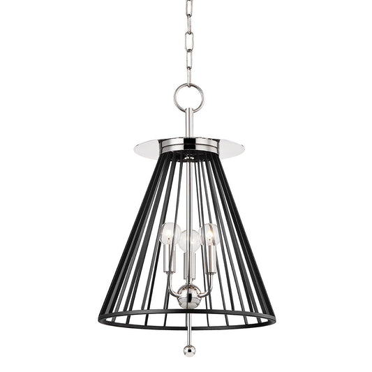 Cagney Small Pendant - Polished Nickel/Black Finish