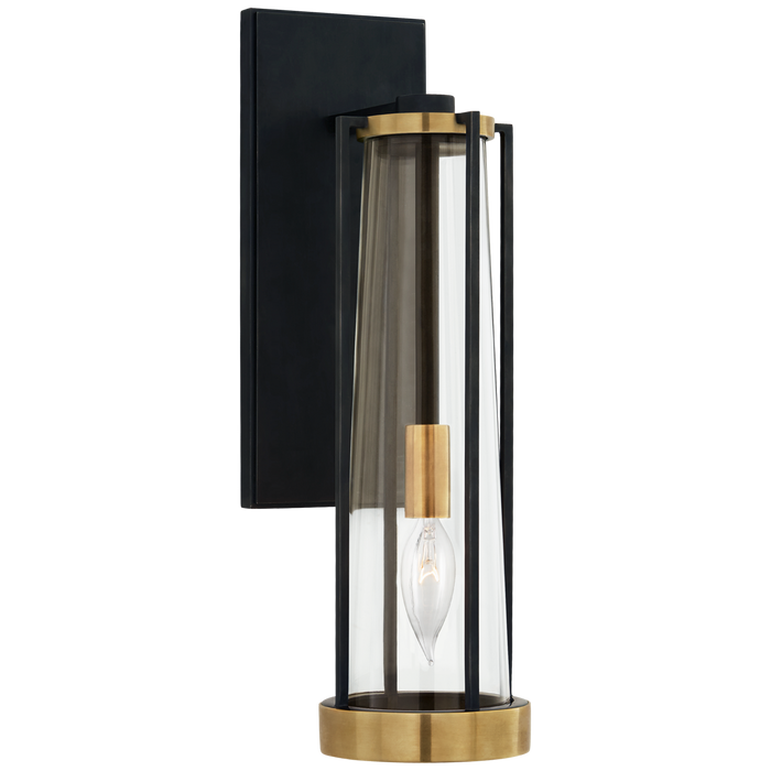 Calix Bracketed Sconce - Bronze & Brass with Clear Glass