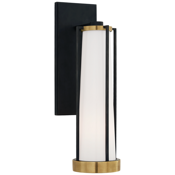 Calix Bracketed Sconce - Bronze & Brass with White Glass