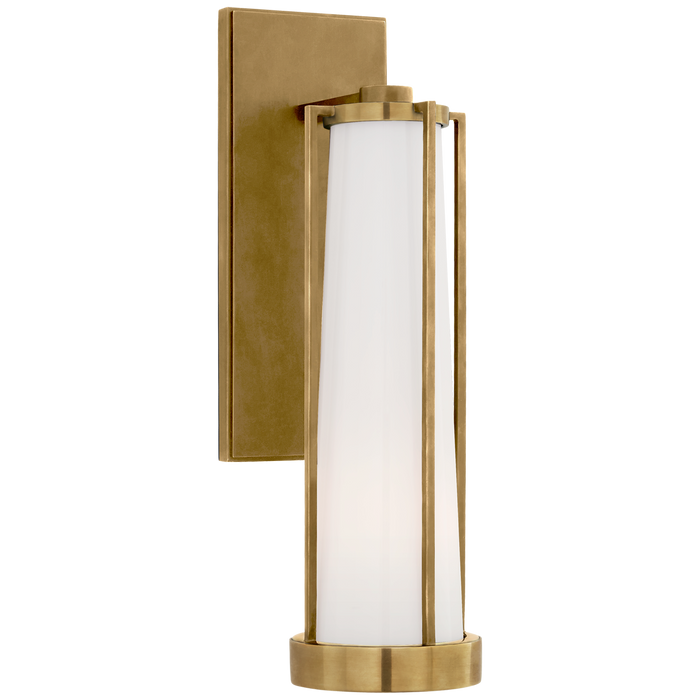 Calix Bracketed Sconce - Hand-Rubbed Antique Brass with White Glass