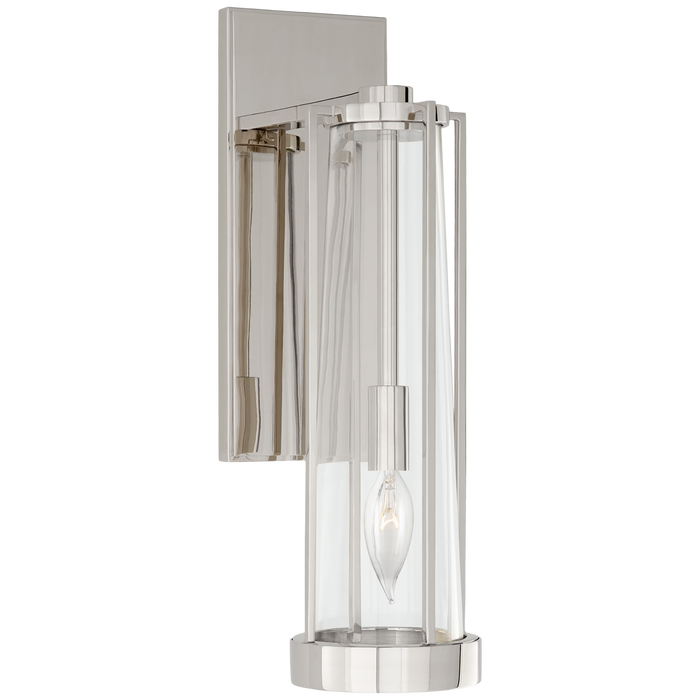 Calix Bracketed Sconce - Polished Nickel with Clear Glass