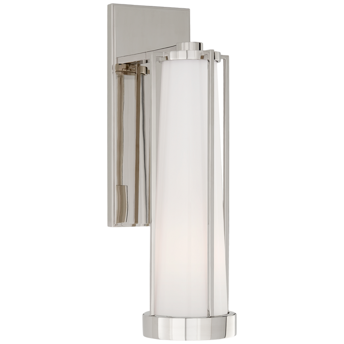 Calix Bracketed Sconce - Polished Nickel with White Glass