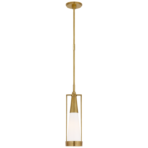 Calix Small Pendant - Hand-Rubbed Antique Brass & White Glass