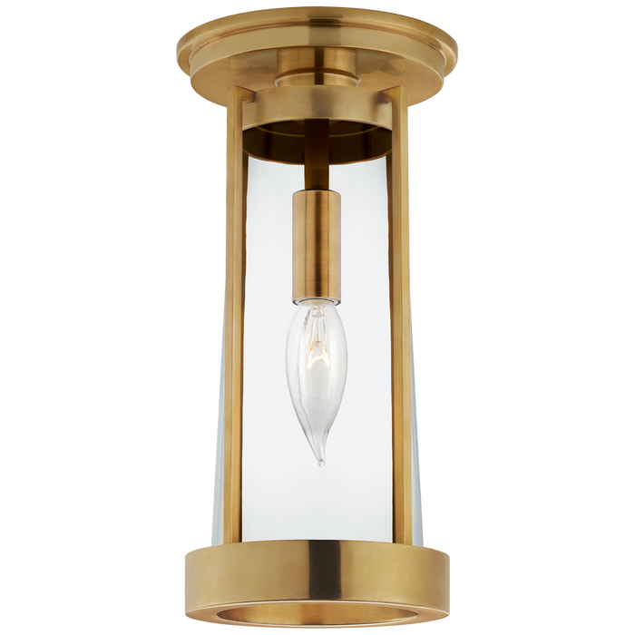 Calix Tall Flush Mount - Hand-Rubbed Antique Brass & Clear Glass