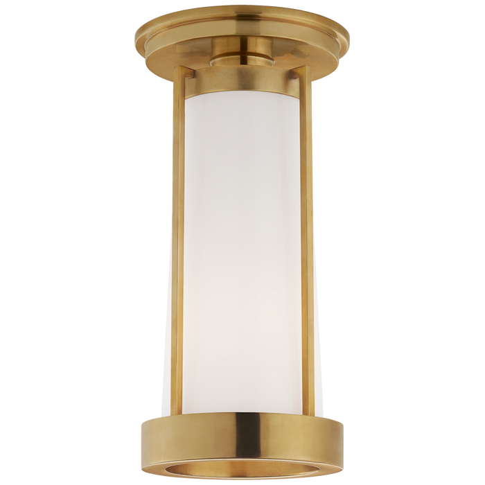 Calix Tall Flush Mount - Hand-Rubbed Antique Brass & White Glass
