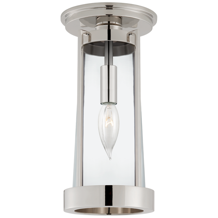 Calix Tall Flush Mount - Polished Nickel & Clear Glass