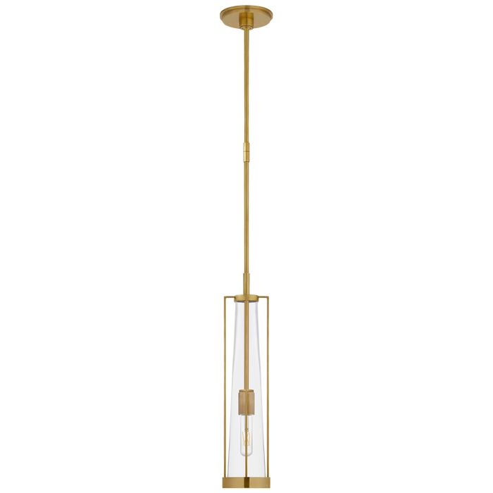 Calix Tall Pendant - Hand-Rubbed Antique Brass & Clear Glass