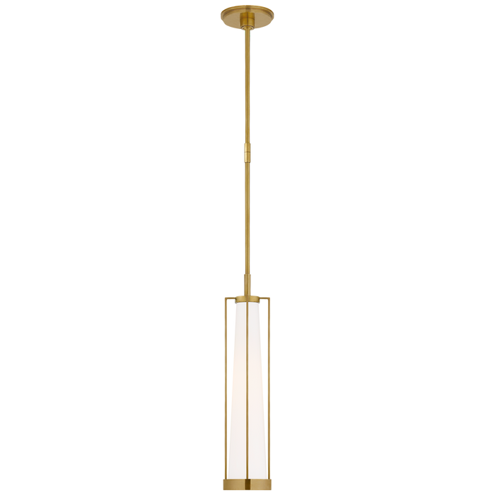 Calix Tall Pendant - Hand-Rubbed Antique Brass & White Glass