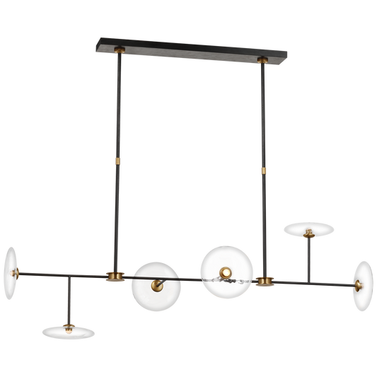 Calvino Linear Chandelier Aged Iron/Hand-Rubbed Antique Brass