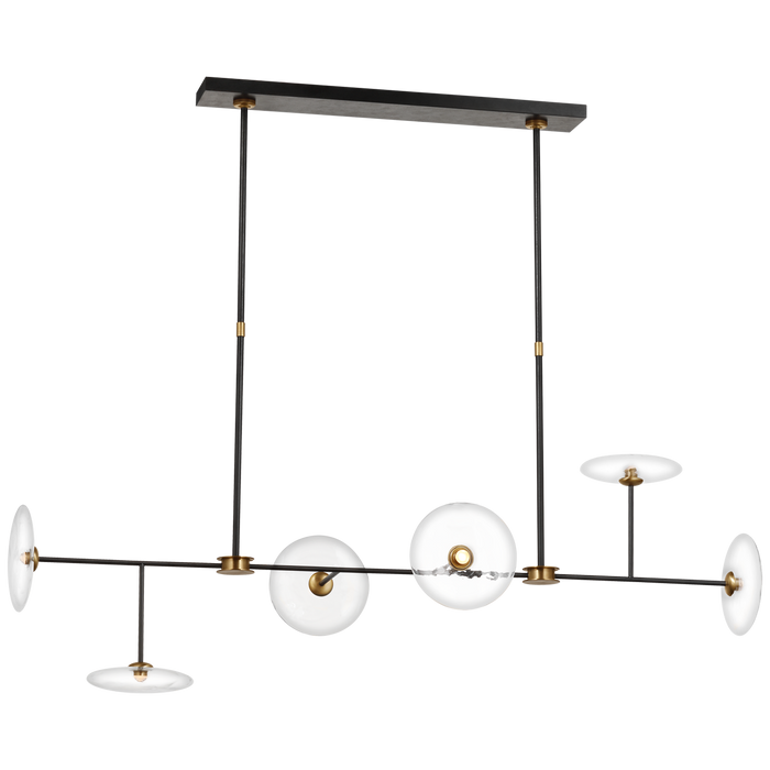 Calvino Linear Chandelier Aged Iron/Hand-Rubbed Antique Brass