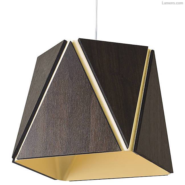 Calx Large Pendant - Dark Stain Walnut/Brushed Brass Finish