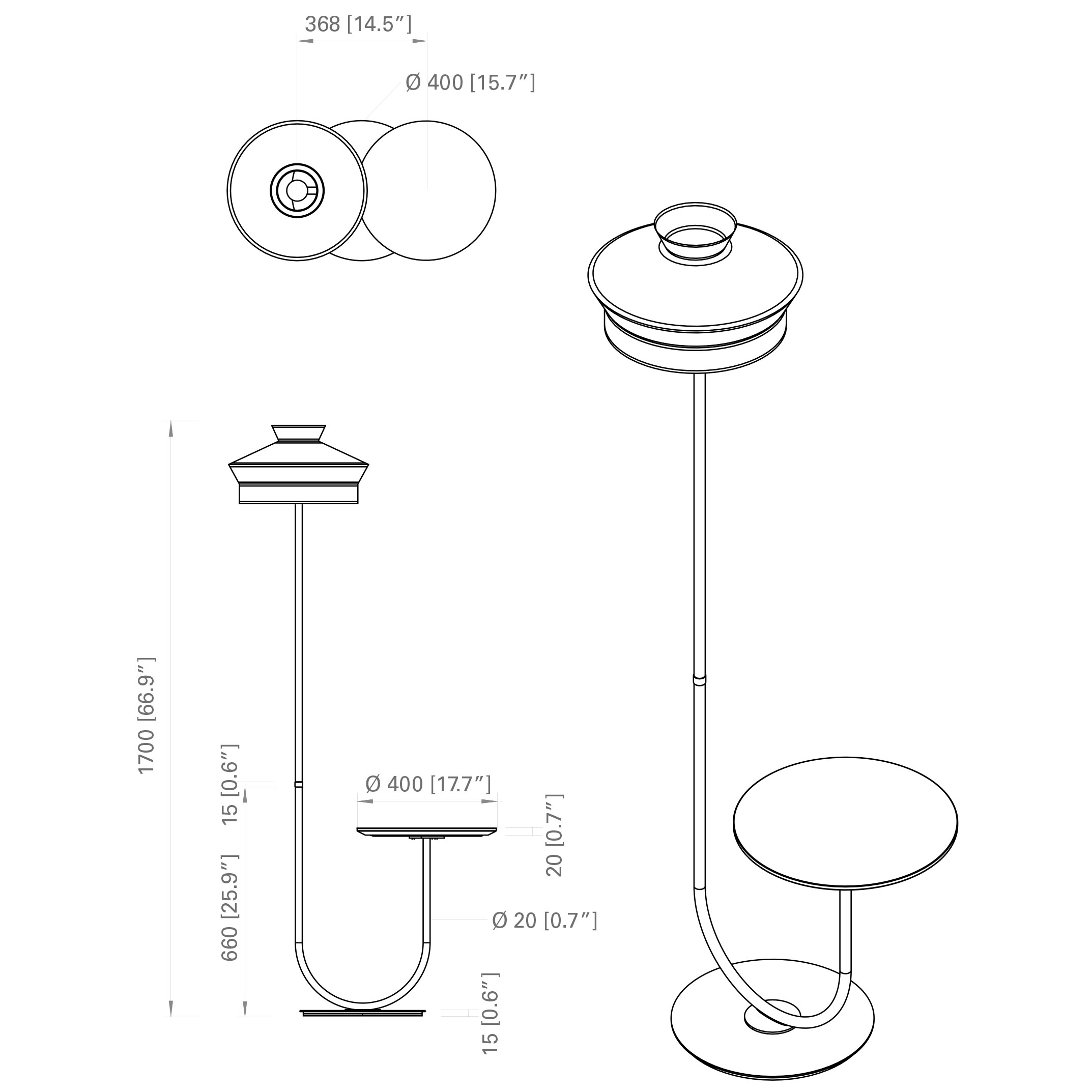 Calypso Floor Lamp with Table - Diagram