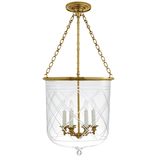 Cambridge Large Smoke Bell Pendant - Natural Brass Finish