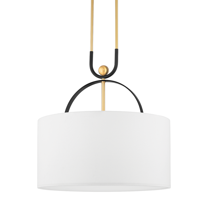 Campbell Hall Wide Pendant - Aged Brass/Black Brass Finish