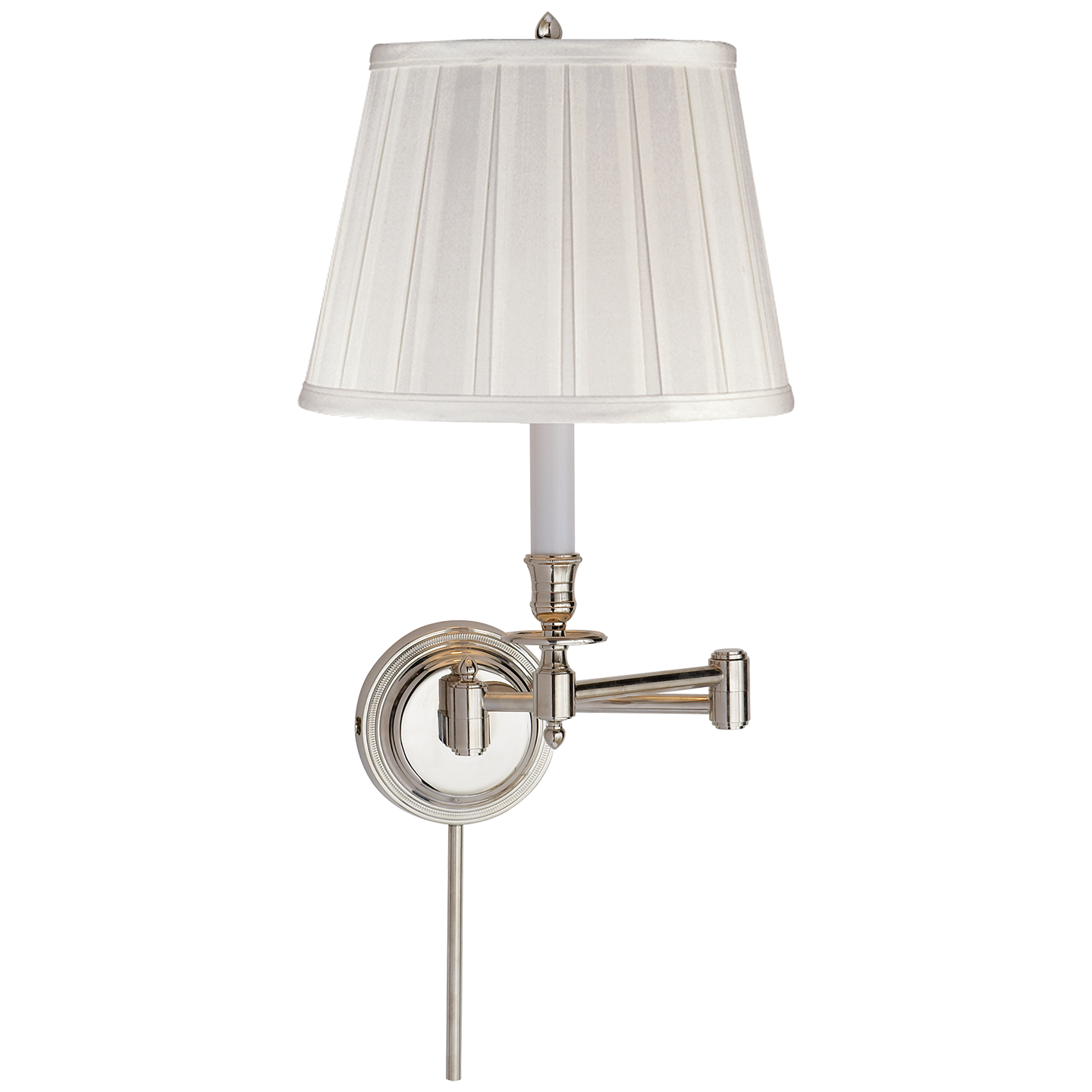 Candlestick Swing Arm - Polished Nickel/Silk Shade