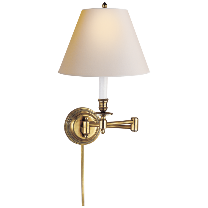 Candlestick Swing Arm - Hand-Rubbed Antique Brass/Paper Shade