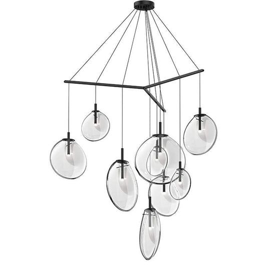 Cantina 9-Light Tri-Spreader LED Pendant - Clear Glass