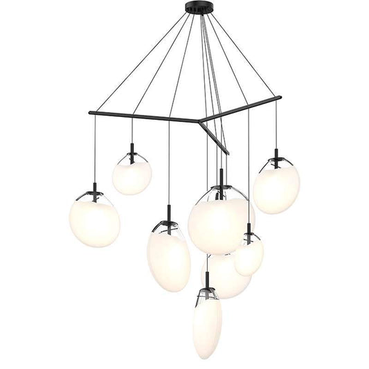 Cantina 9-Light Tri-Spreader LED Pendant - White Glass