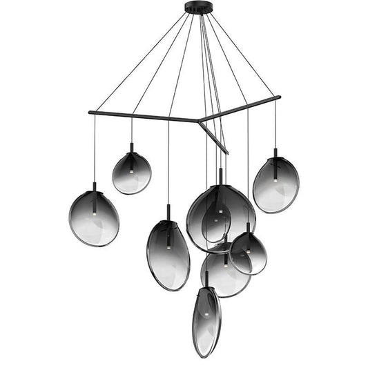 Cantina 9-Light Tri-Spreader LED Pendant - Smoke Fade Glass